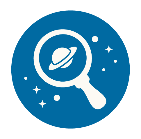 Career Discovery logo with magnifying glass and image of ringed planet and stars